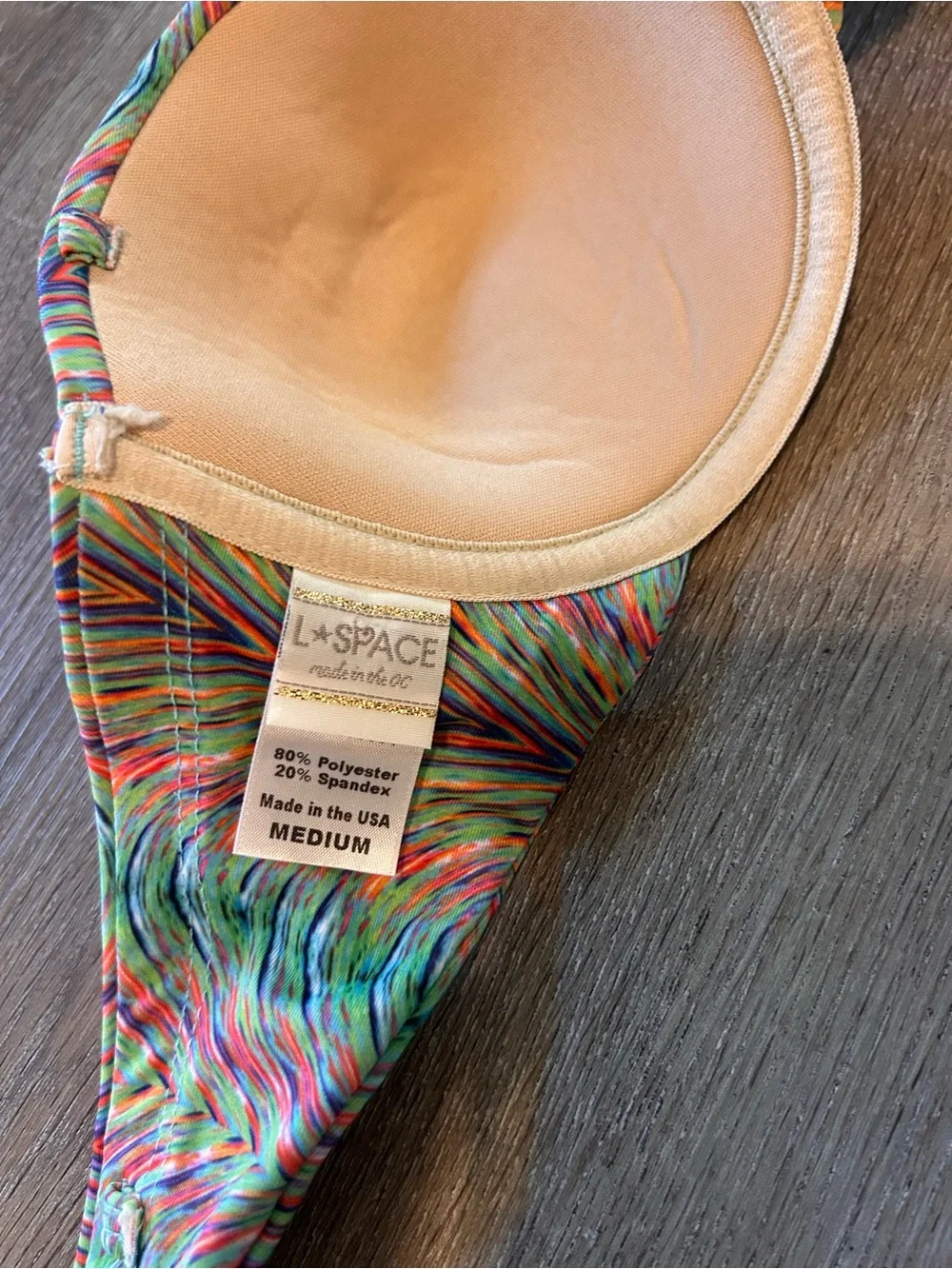 L*Space Bikini Top Womens Size M Multicolor Geometric Chevron Underwire